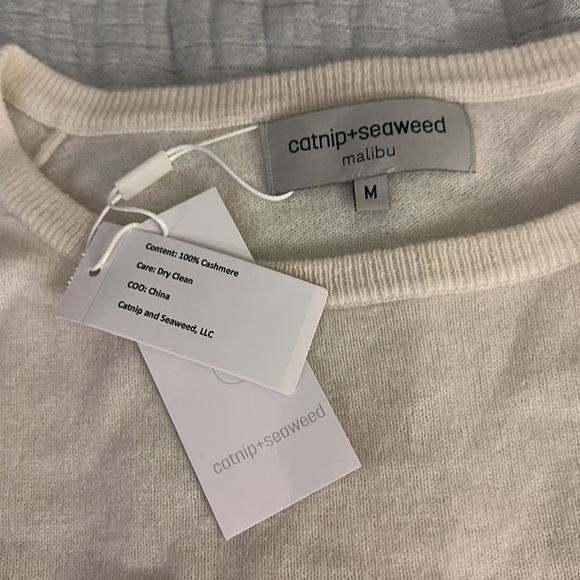 NWT CATNIP + SEAWEED Broken Shell Cashmere Sweater in White Med - Picture 4 of 7